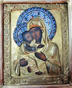 Богородица Казанская. Эмаль, позолота.