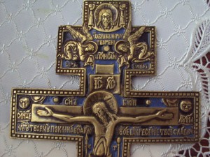Крест большой бронза,эмаль