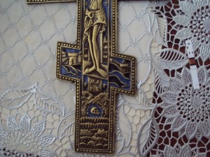 Крест большой бронза,эмаль