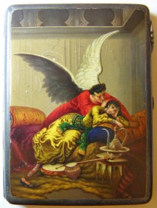 Портсигар, с живописной сценой.