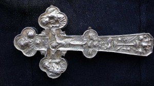 Старинный требный крест из серебра. Россия, Москва, 1802 год
