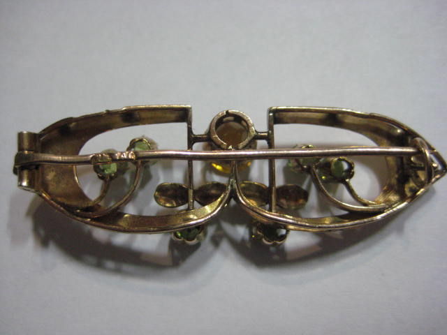 Брошь Демантоиды и Падпараджы 56пр. Русская школа