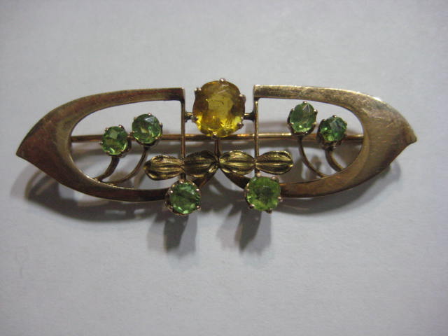 Брошь Демантоиды и Падпараджы 56пр. Русская школа