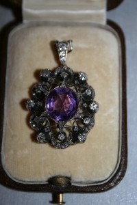 Подвеска Бриллианты алмазы Аметист золото56 проба серебро