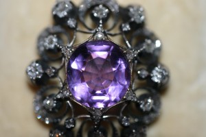 Подвеска Бриллианты алмазы Аметист золото56 проба серебро