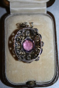 Подвеска Бриллианты алмазы Аметист золото56 проба серебро