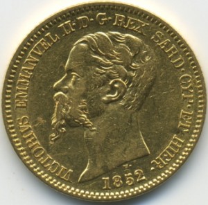 ЗОЛОТО Италия 20 лир с 1809 по 1881 гг