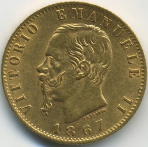 ЗОЛОТО Италия 20 лир с 1809 по 1881 гг