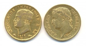 40 франков и 40 лир Наполеона I.