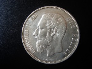 5 ФРАНКОВ БЕЛЬГИЯ ЛЕОПОЛЬД, 1875