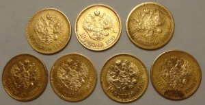 10 рублей Николай II  7 шт .  из клада