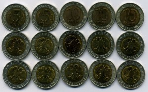 ЮБИЛЕЙ СССР-РФ биметалл, красная книга, флот, рубли 1-3-5