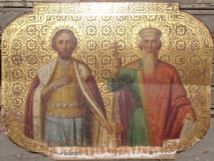 ИКОНА  Александр Невский и Князь Владимир на золоте.
