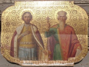 ИКОНА  Александр Невский и Князь Владимир на золоте.
