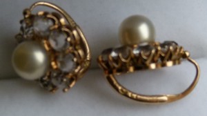 Серьги с натуральным жемчугом 56 пробы