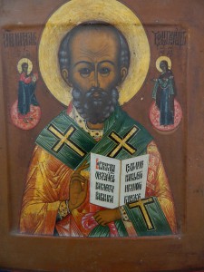 икона Святого Николая Чудотворца (аналой), окладная, люкс