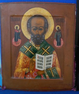 икона Святого Николая Чудотворца (аналой), окладная, люкс