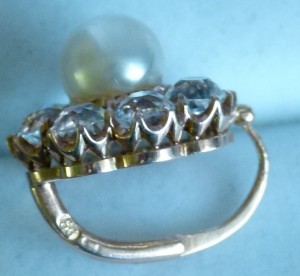 Серьги с натуральным жемчугом 56 пробы