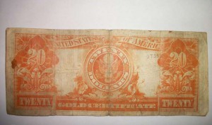 20 долларов 1922 г золотой сертификат Редкая !