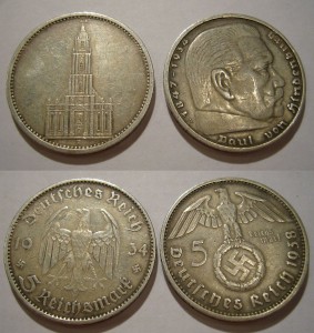 5 марок 1934 + 5 марок 1938