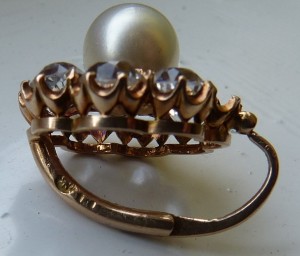 Серьги с натуральным жемчугом 56 пробы