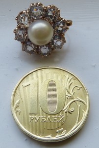 Серьги с натуральным жемчугом 56 пробы