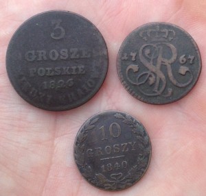 3 Польские медные интересные монетки