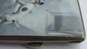 Портсигар серебро,эмаль! "Лошадь,собака..на охоту". КРАСОТА!