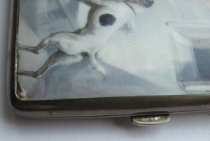 Портсигар серебро,эмаль! "Лошадь,собака..на охоту". КРАСОТА!