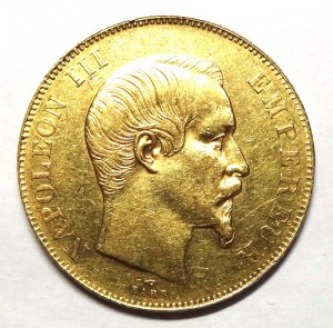 Золото . 50 франков Франция 1857 год