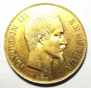 Золото . 100 франков Франция 1858 год