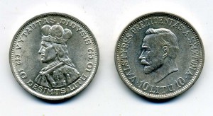 Литва. Серебро. 10 LITU