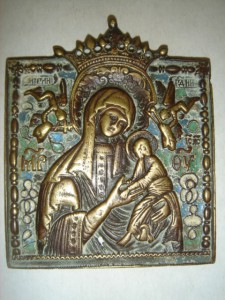 Икона "Богородица Страстная" 3-х цветная эмаль.
