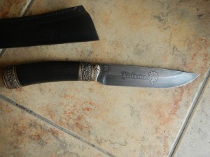 нож. Эдельвейс. серебро. травление.