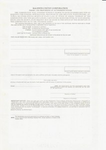 Акция США BALDWIN-UNITED CORPORATION