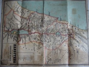 Карта Палестины на холсте. Картография Ильина. 1900г