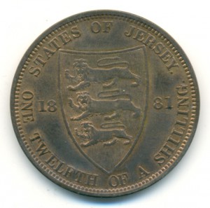 Джерси. 1/12 шиллинга 1881. Uncirculated c забоиной.