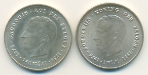 Бельгия. 250 франков 1976 (парой) - разновидности по легенде