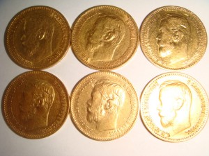 5 рублей Николая II 6 шт.