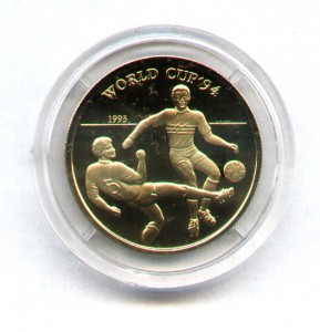 ЗОЛОТО - монета 50 $ SAMOA 1993 - чемпионат мира по футболу