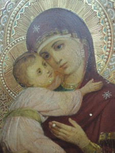 Икона Богоматерь Владимирская, сусальное золото.