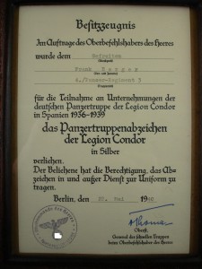 Наградной на танковый знак Легиона Кондор.