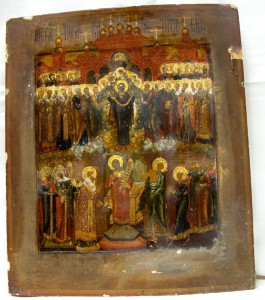 Икона Покров Пресвятой Богородицы Палех серебро 1830 год