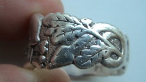 Кольцо с черепом СС. Серебро. 900проба.