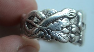 Кольцо с черепом СС. Серебро. 900проба.