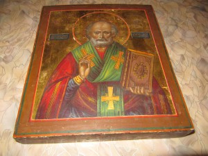 Икона Николай Чудотворец 30.5 на 26 на 4  см 1859 год