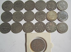Финляндия 1 марка 30 шт. 1865-1915 + 2 марки 1866