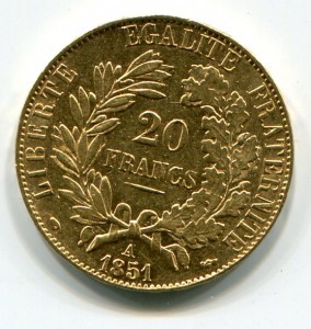 Золотые франки Франции - 11 шт
