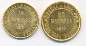 20 марок 1910 ...10 марок 1882 ...