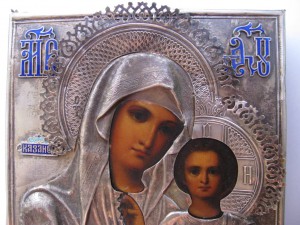 Икона Богородицы Казанская. Оклад серебро 84 пр.